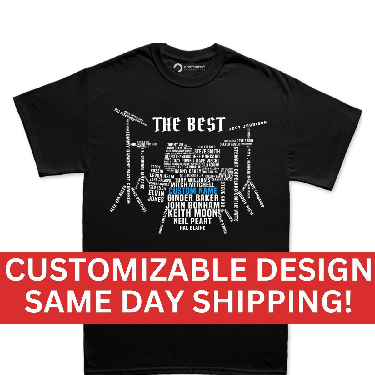 Custom Personalized Drummer Shirt, Gift for Drum Players Tee