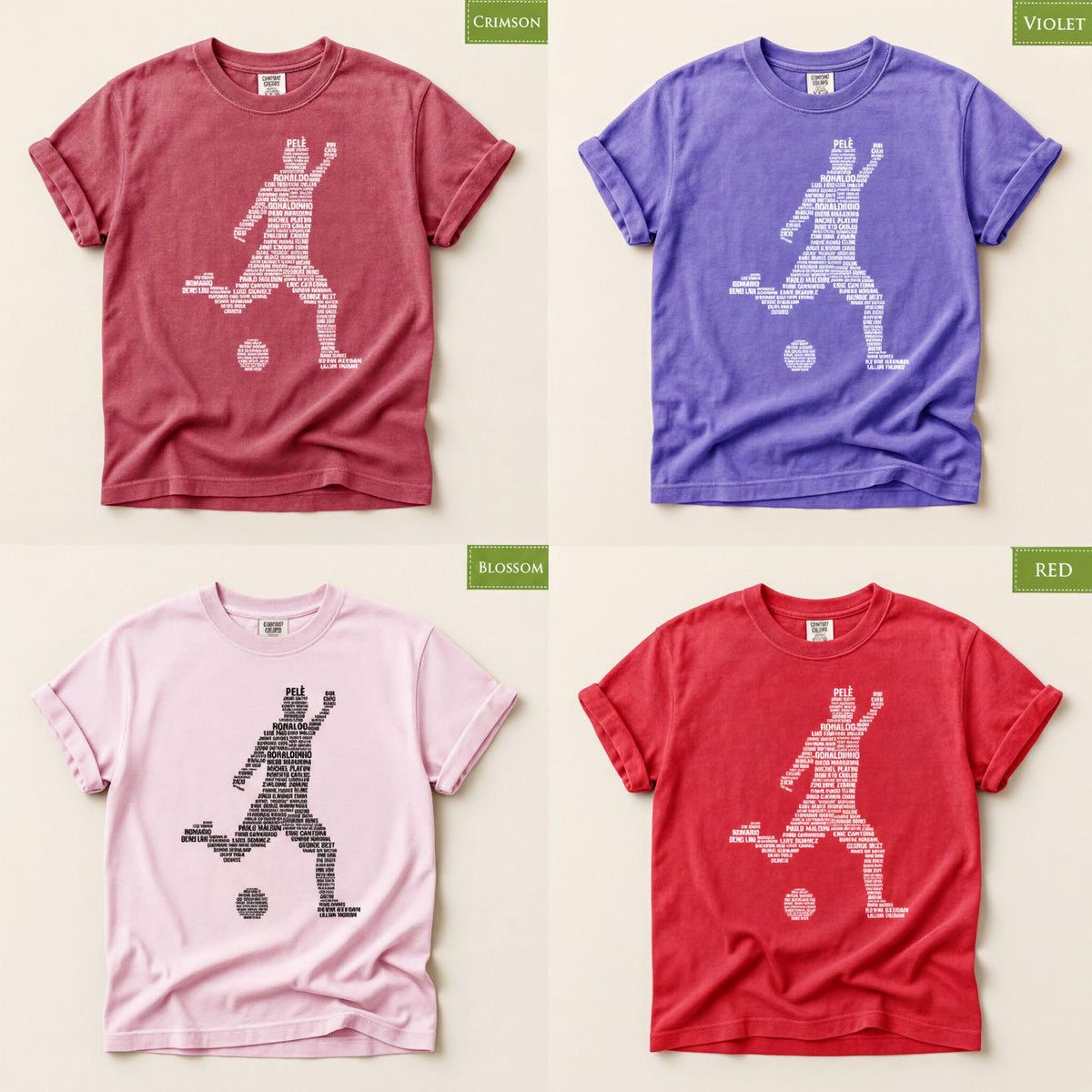 Comfort Colors® Soccer T-shirt, Football Player Legends Tribute Tee