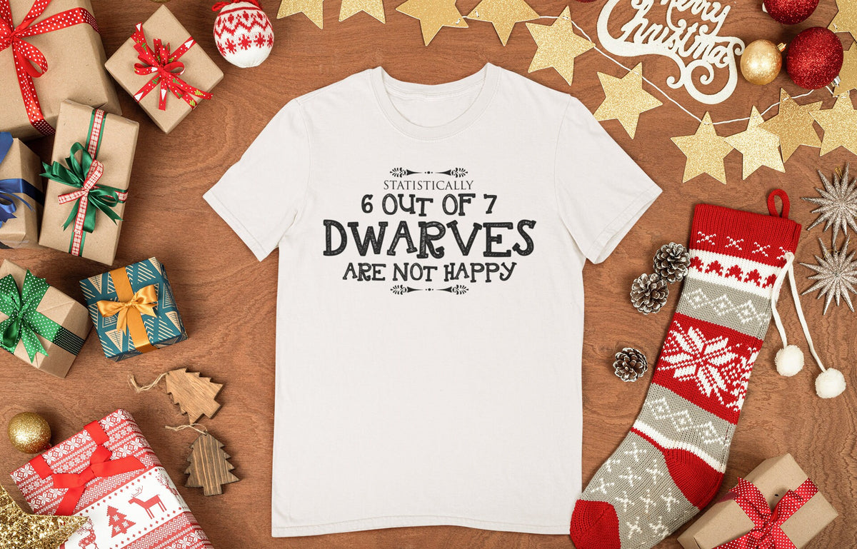 Funny Christmas Seven Dwarfs Shirt, Funny Christmas Shirt, Funny Holiday Shirt, Funny Christmas Tee, 6 out of 7 Dwarves Not Happy Men Shirt