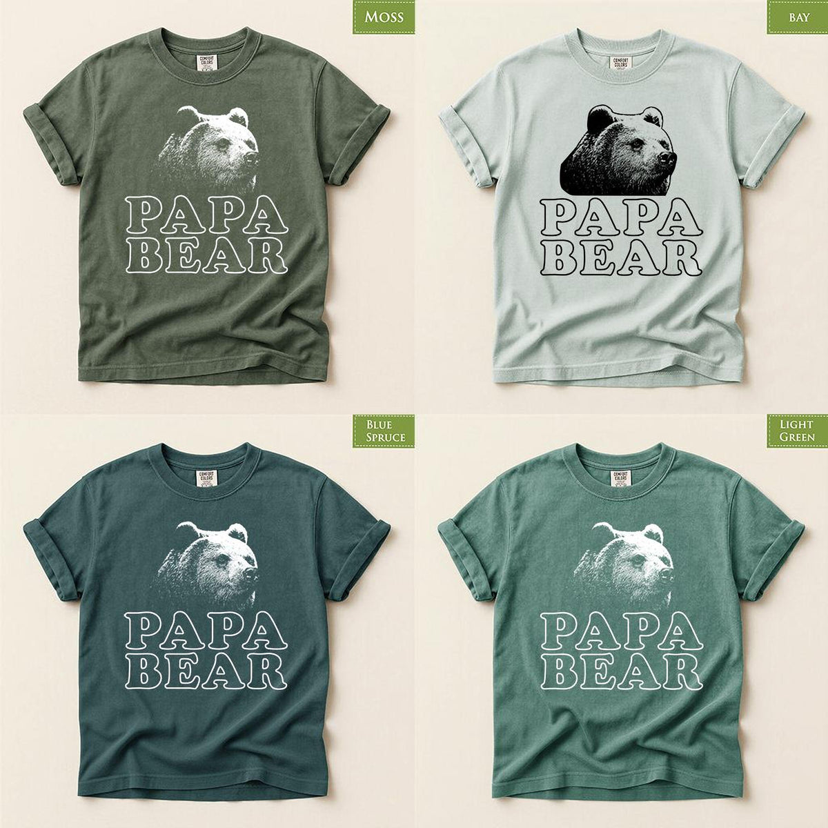 Fathers Day Papa Bear TShirt, Gift For Dads, Comfort Colors® Graphic Top for Papa