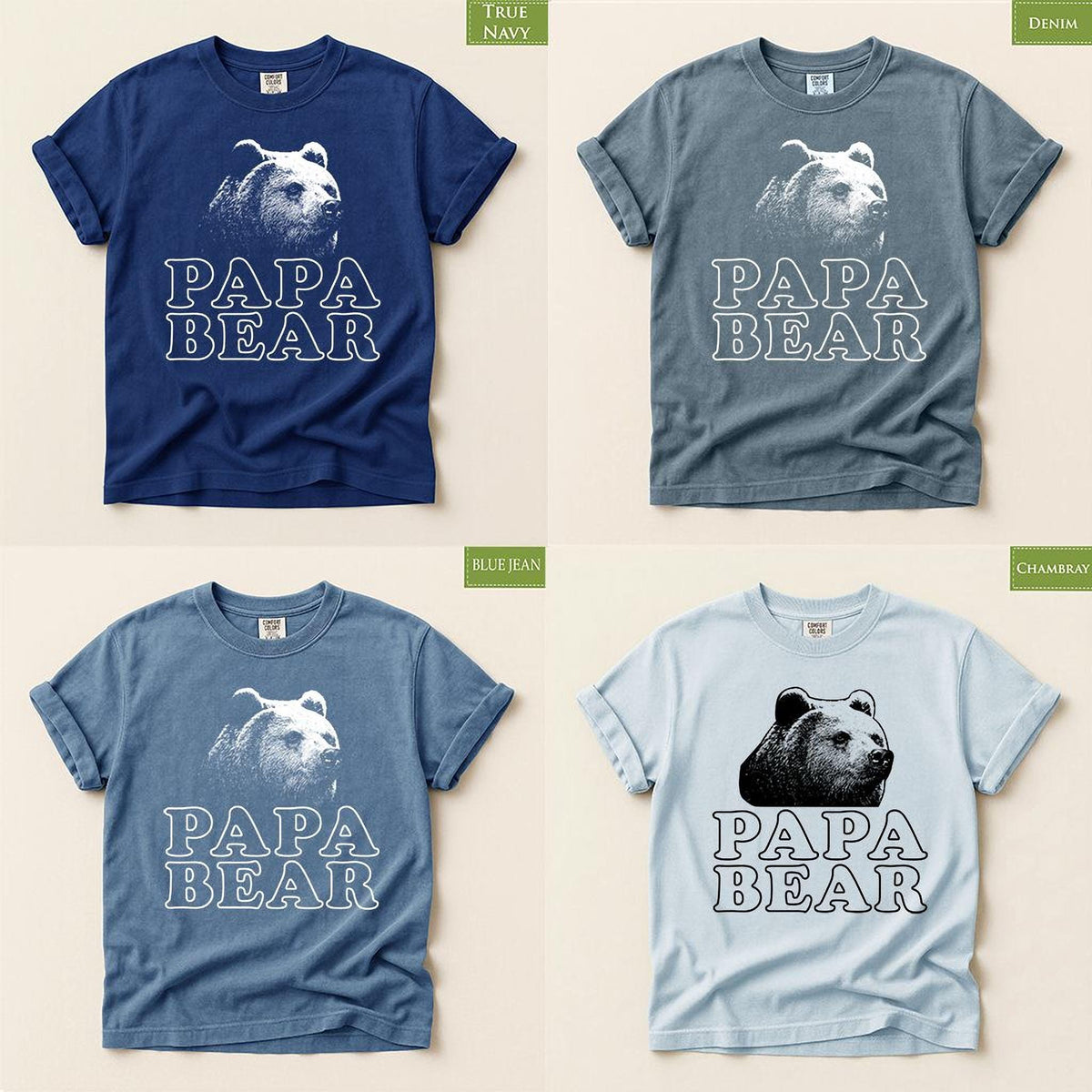 Fathers Day Papa Bear TShirt, Gift For Dads, Comfort Colors® Graphic Top for Papa