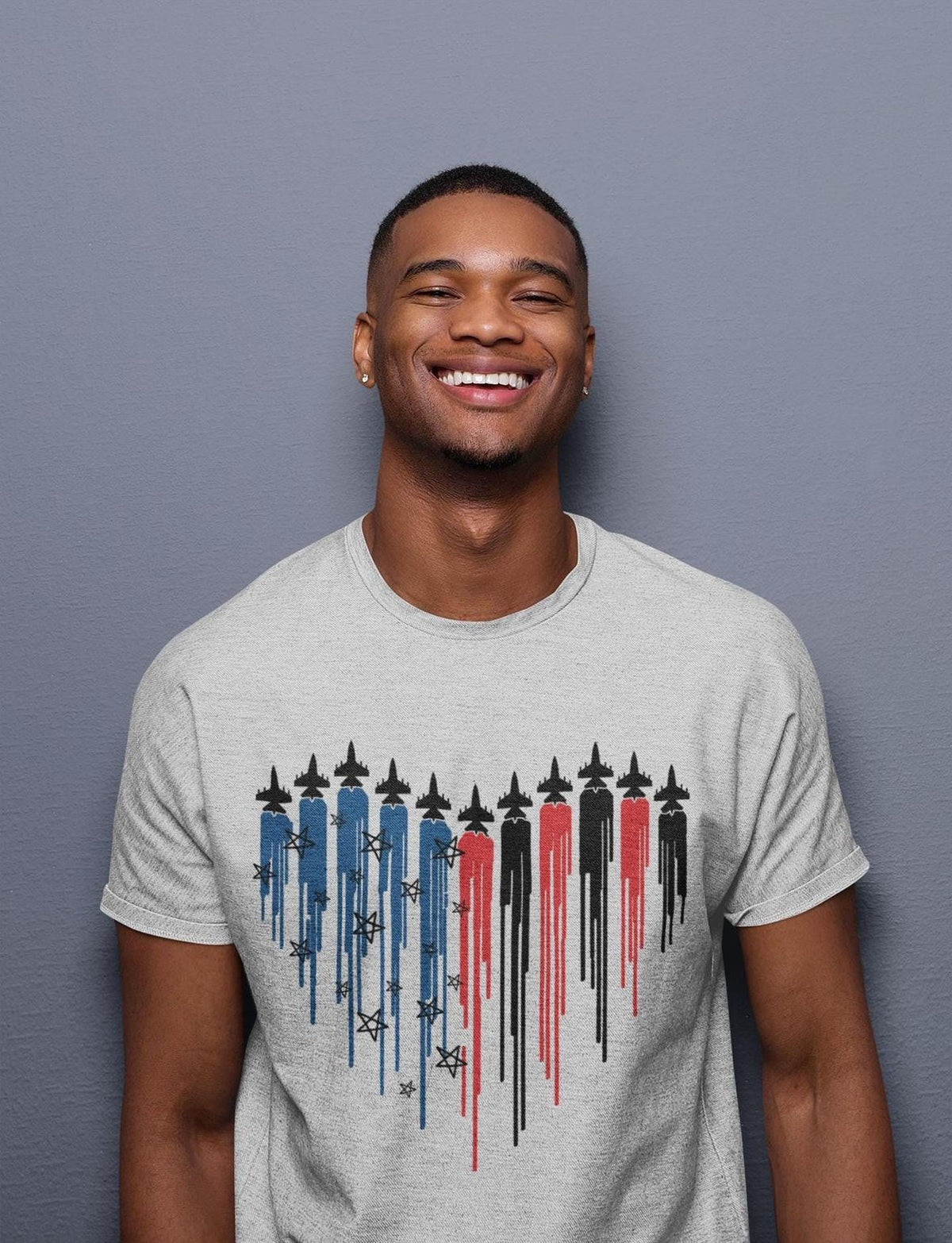 Comfort Colors® Patriotic Fighter Jet Shirt, Air Force Flyover Graphic Tee, 4th of July Celebration Top
