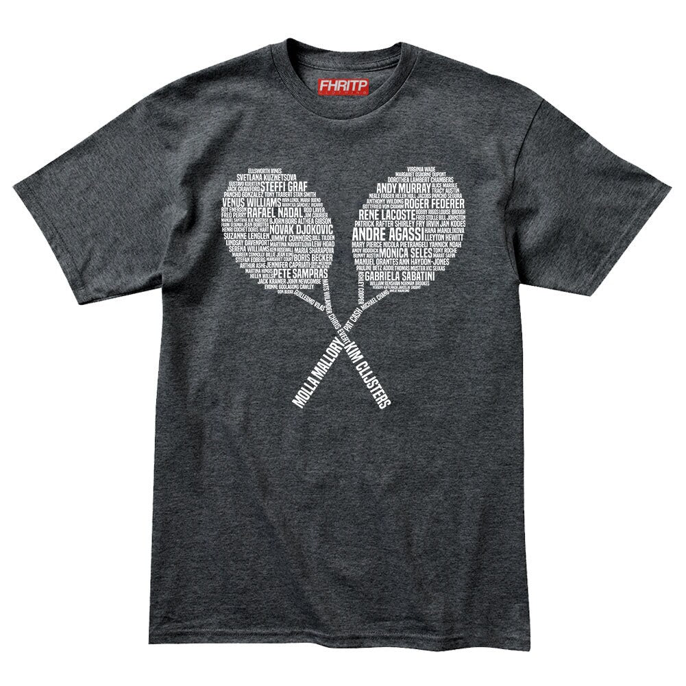 Mens Tennis Legends Champions Player Tribute T shirt Tee Top T-shirt