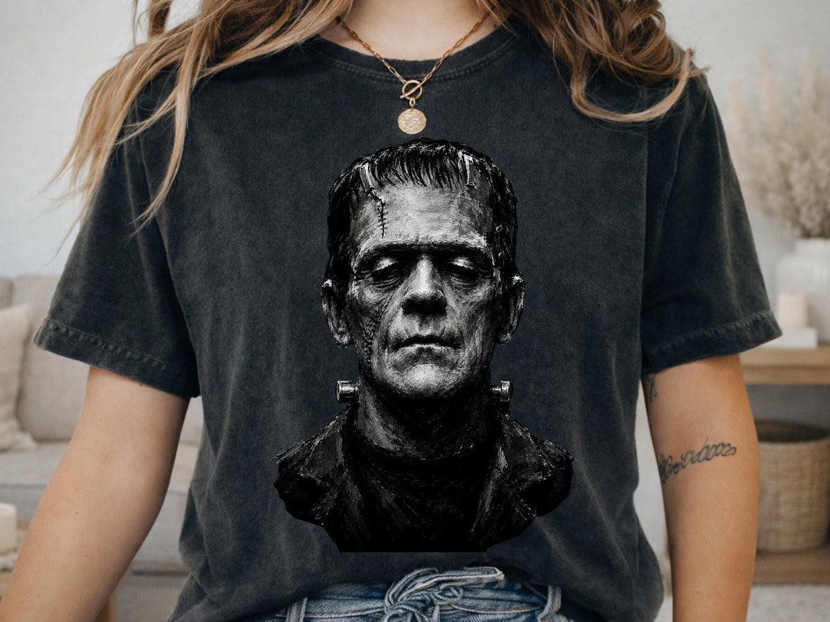 Comfort Colors® Frankenstein Monster Gothic Graphic Tee, Classic Horror Shirt, Halloween Spooky Gift