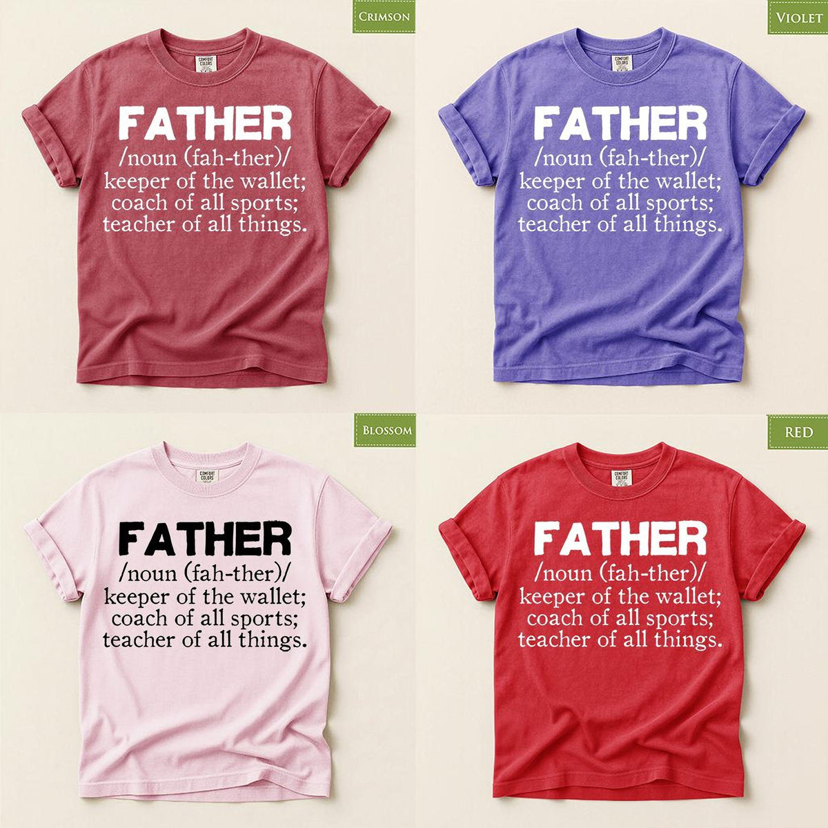 Father Definition Shirt, Comfort Colors® Humorous Dad Tee for Papa, Daddy Top