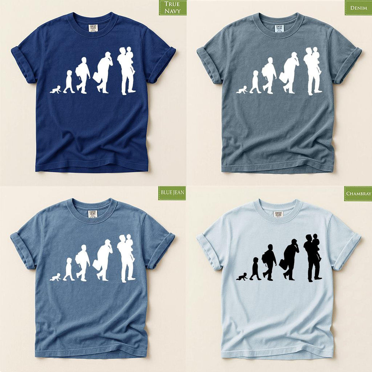 Fatherhood Evolution Shirt: Comfort Colors® Funny Dad Graphic Tee