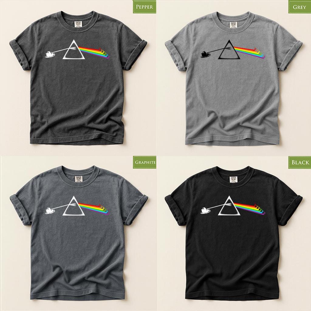 Comfort Colors® Christmas Prism Shirt, Santa Rainbow Holiday Tee, Music Inspired Christmas Gift, Retro Winter Graphic