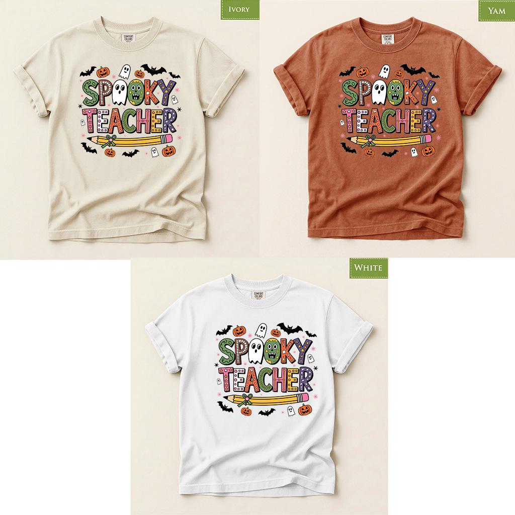 Comfort Colors® Spooky Teacher Shirt, Cute Halloween Teacher Tee, Ghost Pumpkin Fall Educator, Back to School top