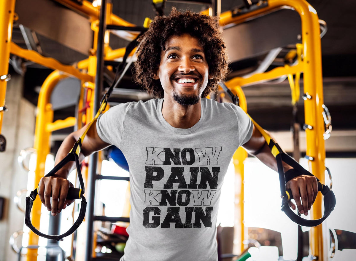 Comfort Colors® Workout Shirt, Know Pain Know Gain Tee, Gym Motivational Exercise Top