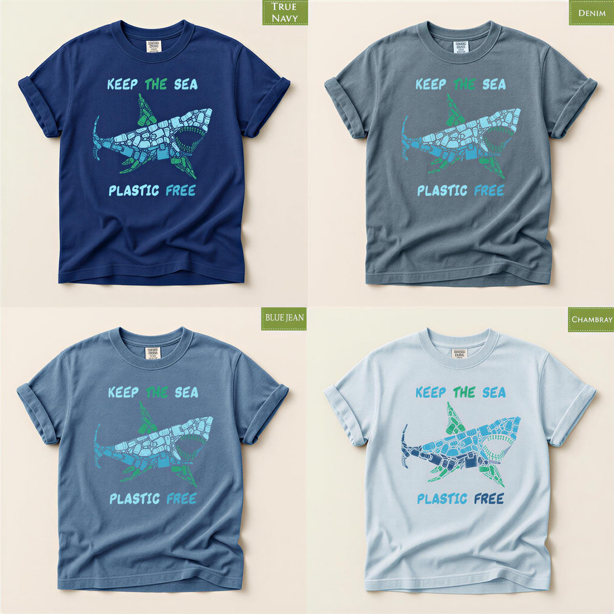 Shark Mosaic Shirt, Great White Tee, Environment Protest Top, Comfort Colors® Hand Drawn Design