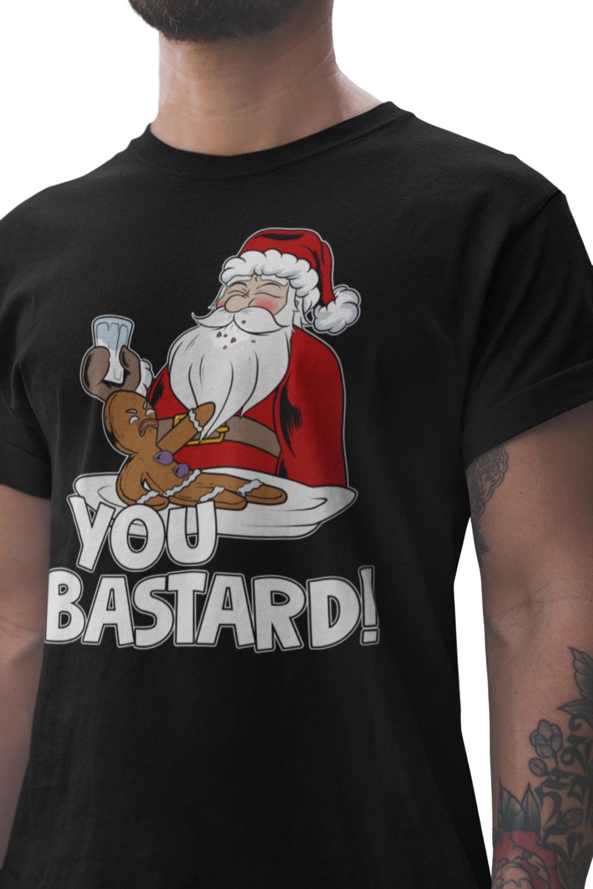 Comfort Colors® You Bastard Christmas Shirt, Funny Santa Holiday Tee, Gingerbread Christmas Graphic, Festive Gift