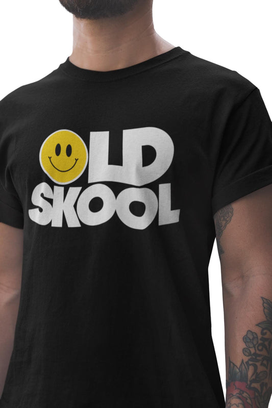 Old Skool T-shirt, Vintage Style Retro Tee, Funny Smiley Face Top