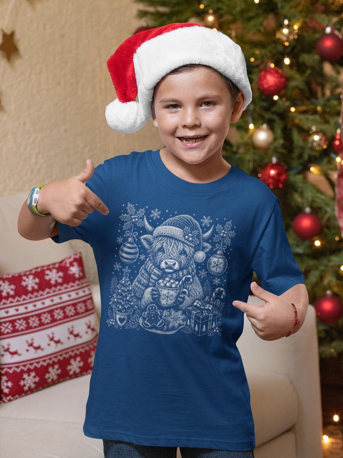 Comfort Colors® Highland Cow Christmas Shirt, Festive Holiday Tee, Cozy Winter Gift, Christmas Cow Graphic