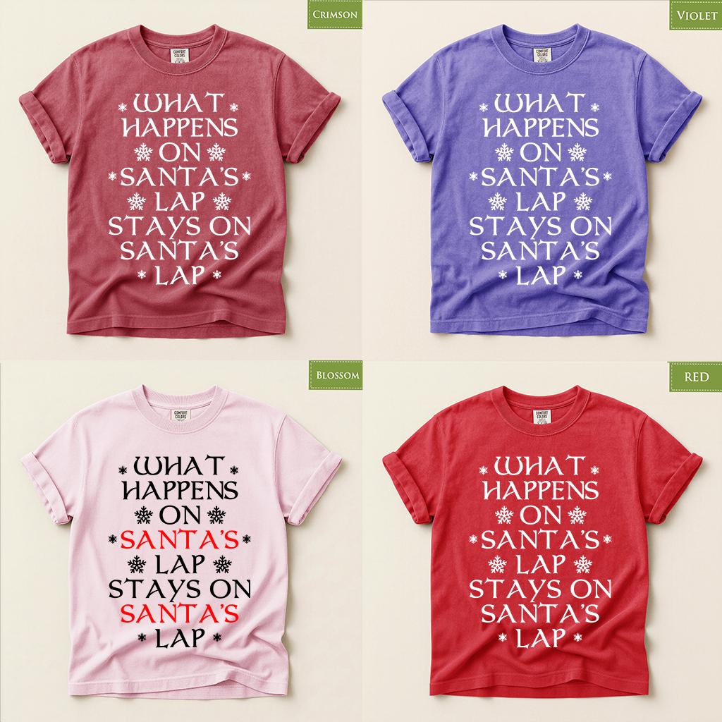 Comfort Colors® What Happens on Santa's Lap Shirt, Funny Christmas Tee, Santa Holiday Gift, Festive Winter Graphic