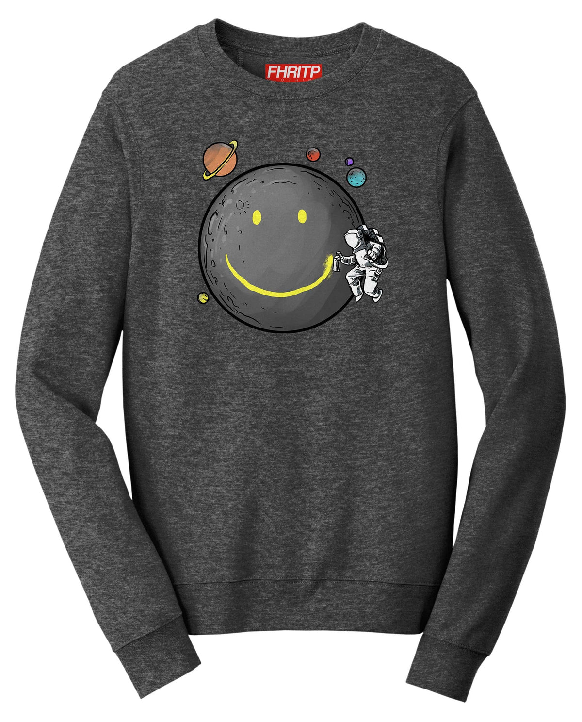 Smiley Moon Astronaut Funkalicious Graffiti Spoof Funny Sweatshirt