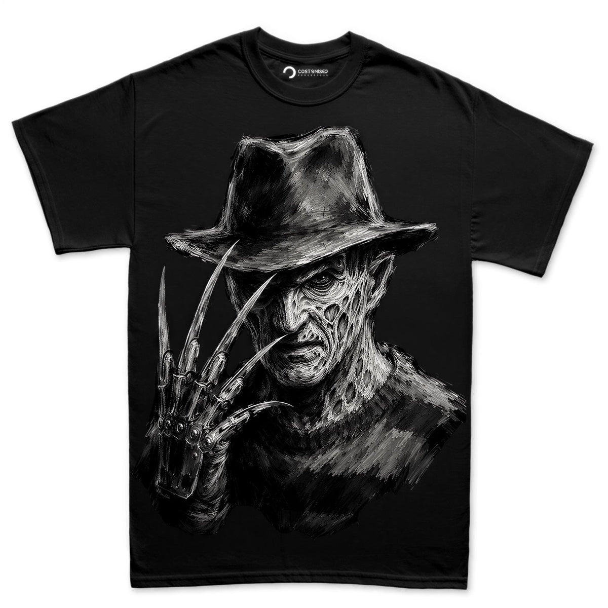Bladed Glove Villain Shirt, Nightmare Stalker Portrait T-Shirt, Chalk Art Horror Hoodie, Fedora Horror Sweatshirt, Halloween Tee Gift