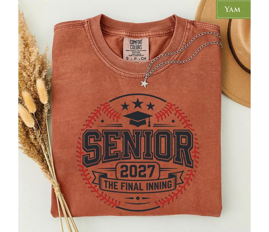Comfort Colors® Senior 2027 Baseball Shirt, Back To School Top, The Final Inning Tee, Class of 2027 Graduation Gift