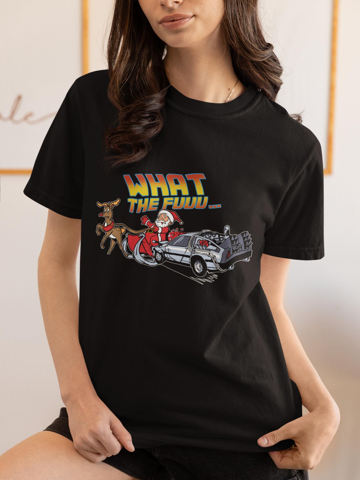 Comfort Colors® What The Fuuu Christmas Shirt, Santa DeLorean Tee, Funny Holiday Shirt, Time Travel Christmas Gift, Retro XMas Tee