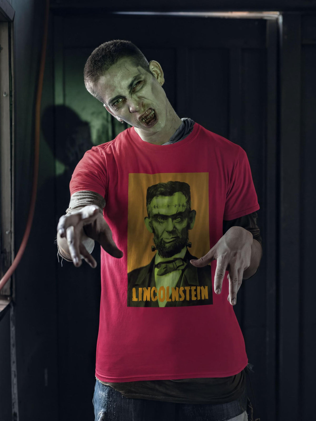 Comfort Colors® Frankenstein Halloween Graphic Tee, Scary Abraham Lincoln Top, The Monster Shirt