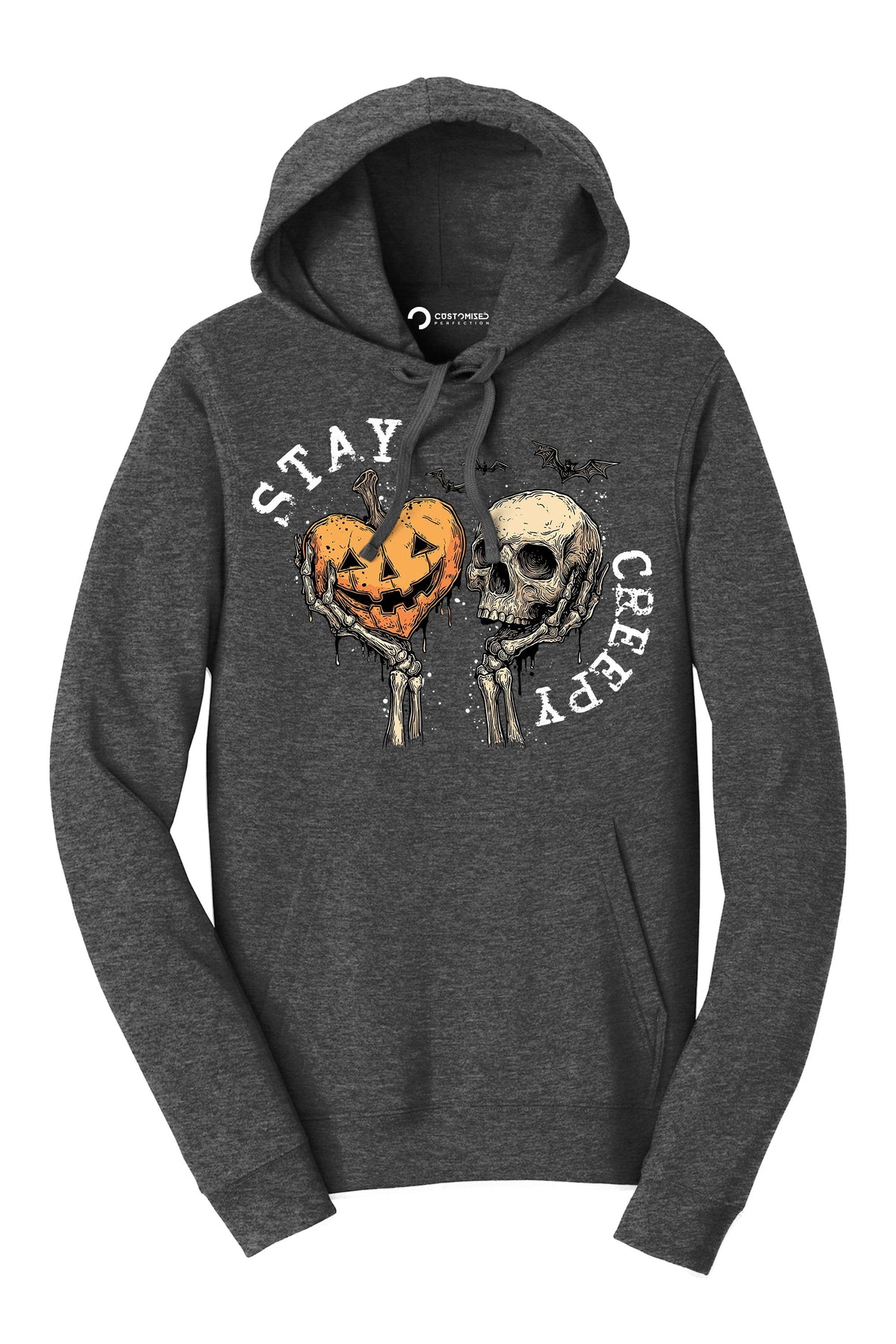 Stay Creepy Shirt, Skeleton Hands Halloween T-Shirt, Pumpkin Skull Gothic Hoodie, Horror Aesthetic Sweatshirt, Spooky Season Tee Gift