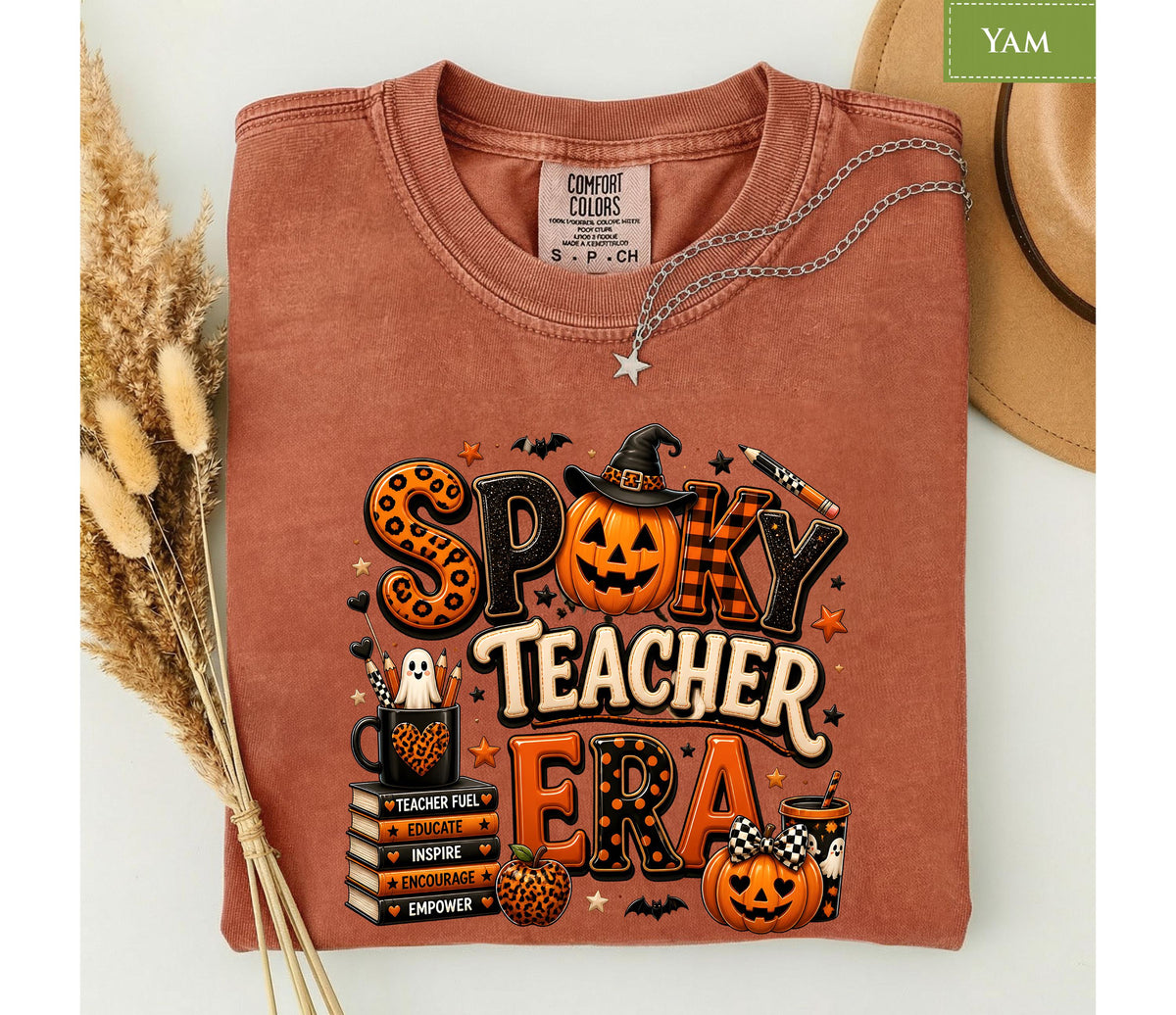 Comfort Colors® Spooky Teacher Era Shirt, Halloween Fall Tee, Pumpkin Classroom Gift, Cute Ghost Witch Top