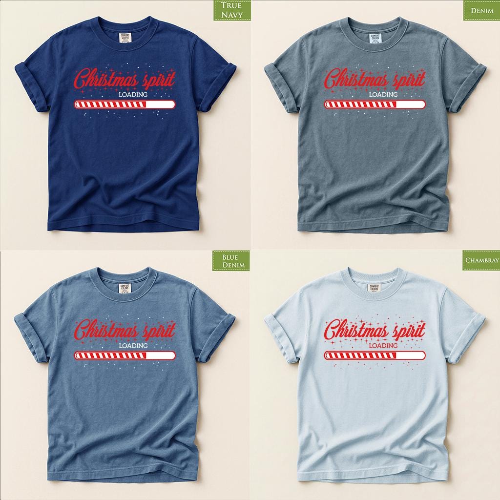 Comfort Colors® Christmas Spirit Loading Shirt, Funny Holiday Tee, Christmas Loading Graphic, Festive Winter Gift