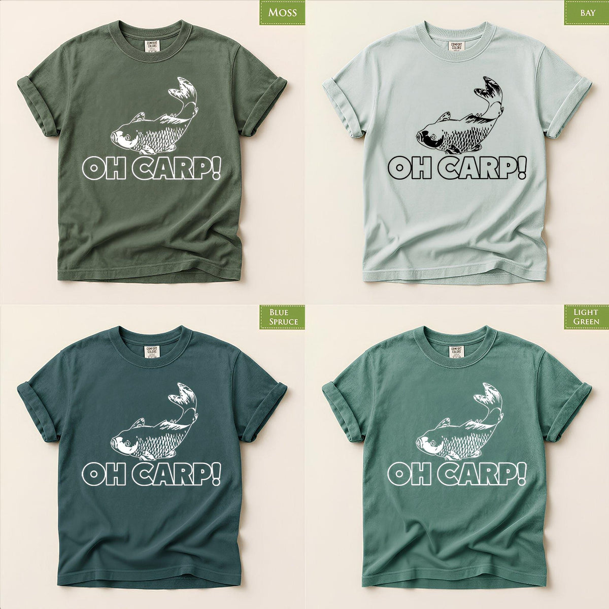 Funny Fishing Shirt for Anglers, Comfort Colors® Fisherman Gift, Oh Crap Carp Reel Bait Tee