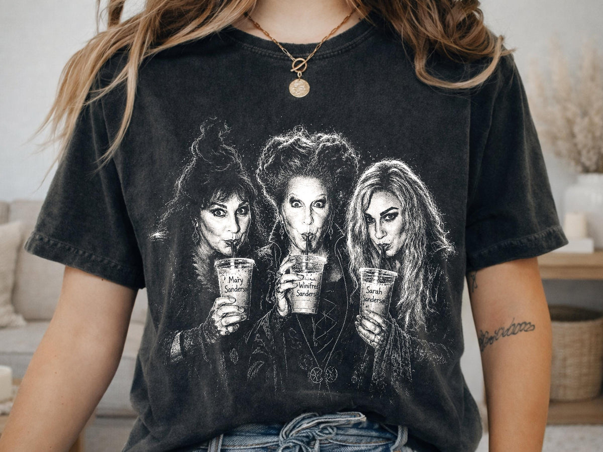 Comfort Colors® Three Witches Tee, Funny Halloween Spooky Season Apparel, Magic Cauldron Shirt, Trick Or Treat Top