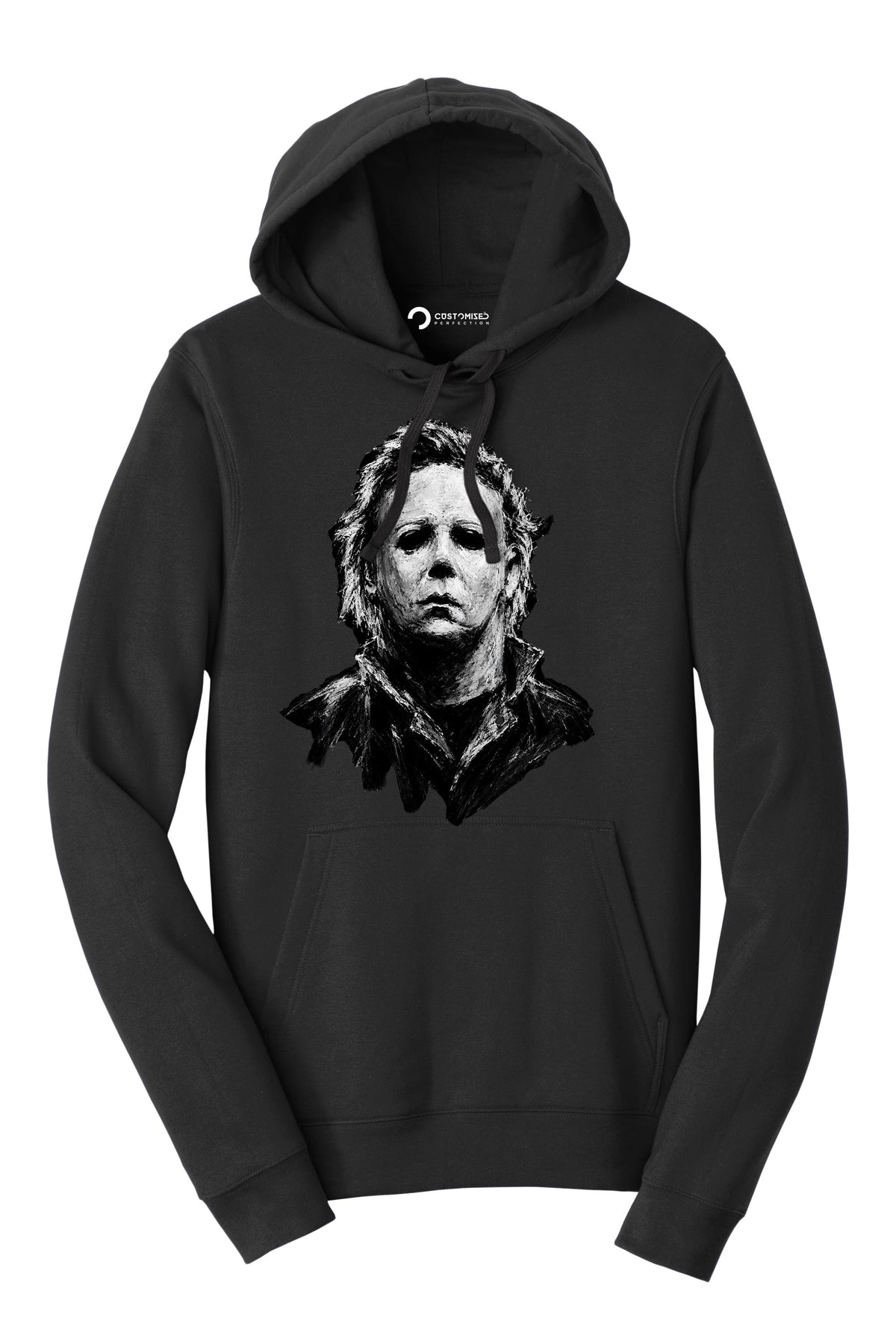 Masked Slasher Portrait Shirt, Dark Horror Mask T-Shirt, Chalk Art Horror Hoodie, Black and White Horror Sweatshirt, Halloween Tee Gift