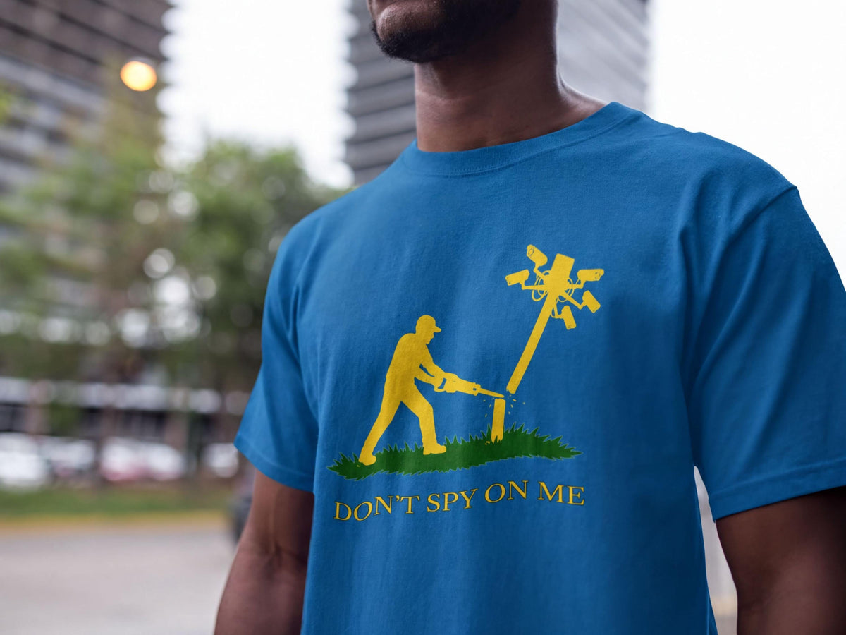Don't Spy On Me Shirt | Yellow Print Flock Camera Tee | Anti Surveillance Gadsden Gift