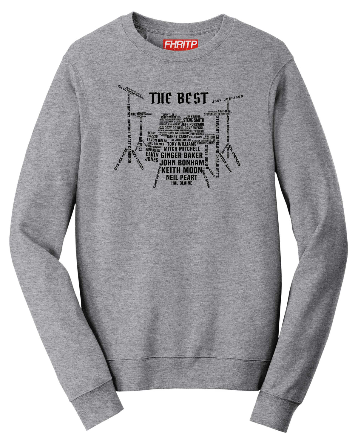Drummer Legends Sweatshirt: Vintage Drum Kit Tribute Design