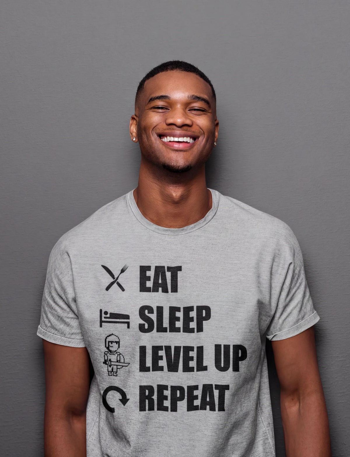 Gamer Shirt, Eat Sleep Level Up Repeat Tshirt, Funny Gaming Tee for Adult and Kids