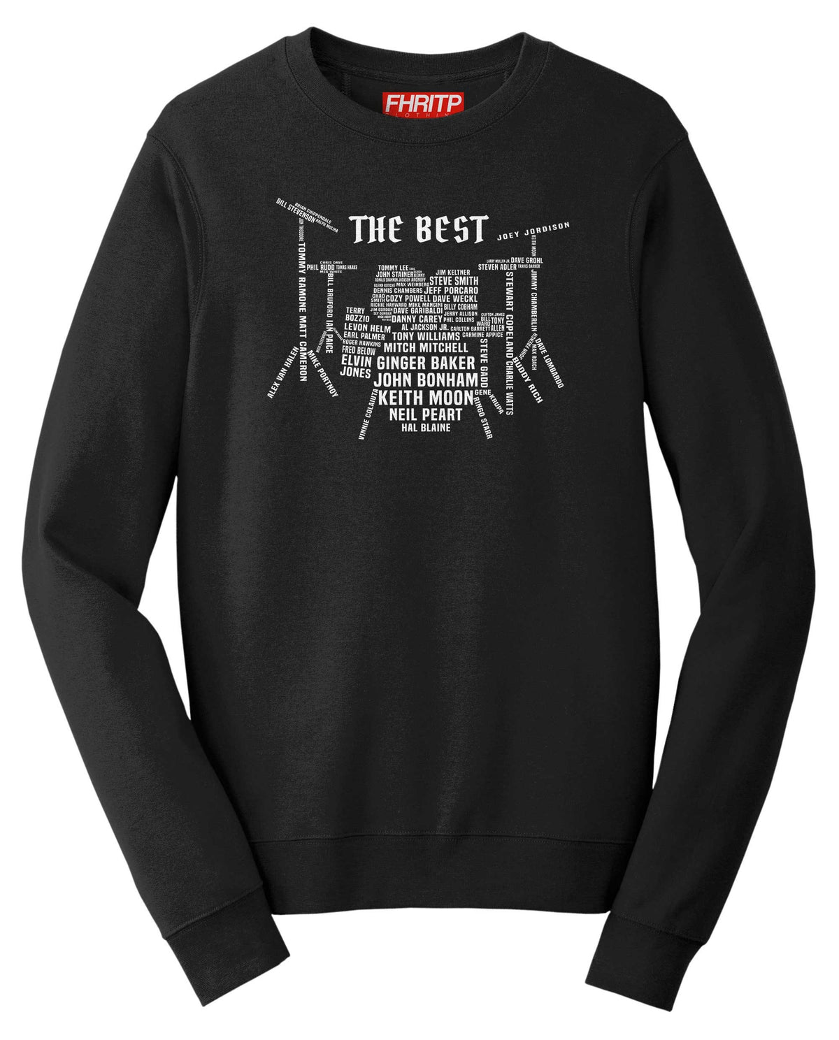 Drummer Legends Sweatshirt: Vintage Drum Kit Tribute Design