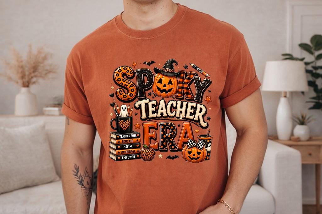 Comfort Colors® Spooky Teacher Era Shirt, Halloween Fall Tee, Pumpkin Classroom Gift, Cute Ghost Witch Top