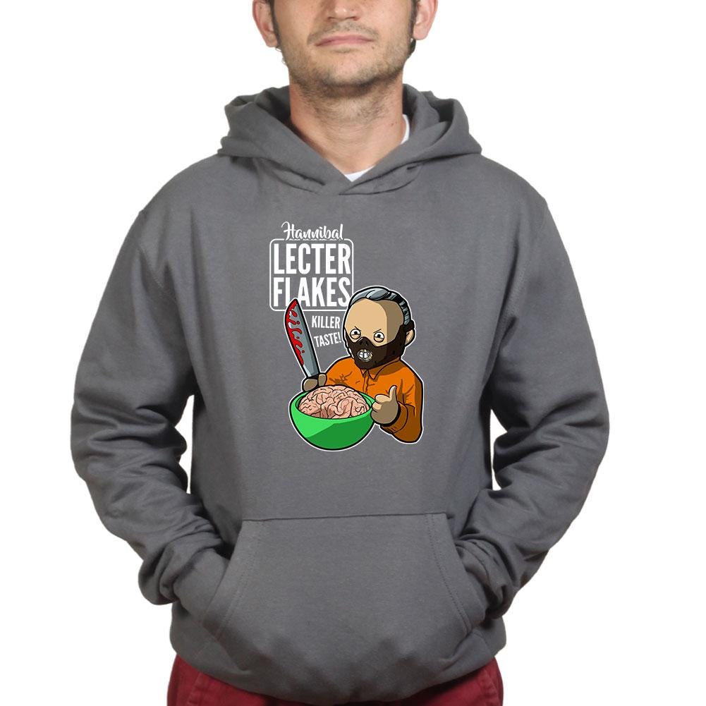Masked Inmate Cereal Parody Shirt, Funny Psycho Thriller T-Shirt, Killer Breakfast Hoodie, Horror Comedy Cereal Sweatshirt