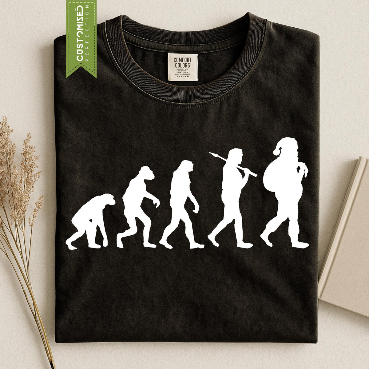 Comfort Colors® Santa Evolution Christmas Shirt, Funny Holiday Tee, Retro Santa Graphic, Festive Christmas Gift