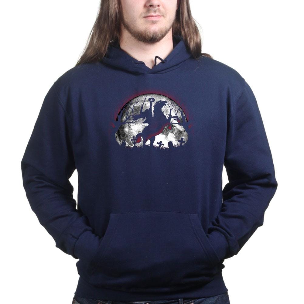 Headless Horseman Silhouette Shirt, Halloween Graveyard Moon T-Shirt, Pumpkin Sword Rider Hoodie, Spooky Silhouette Sweatshirt