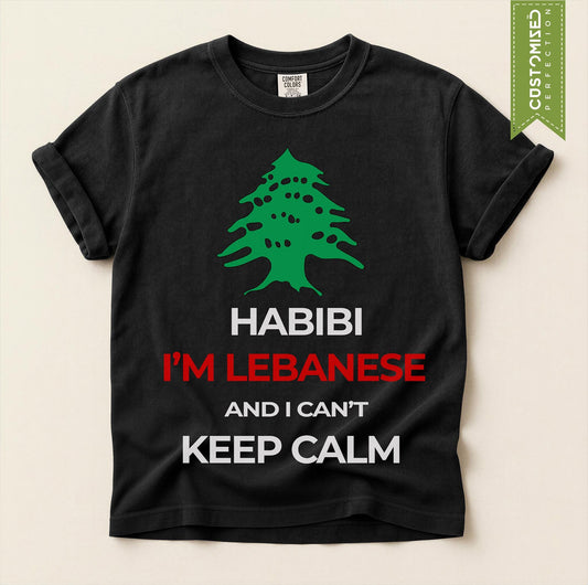 Comfort Colors Funny Habibi I'm Lebanese Shirt, Lebanese Pride Cedar Tree T-Shirt, Cant Keep Calm Lebanon Heritage Tee, Lebanese Gift