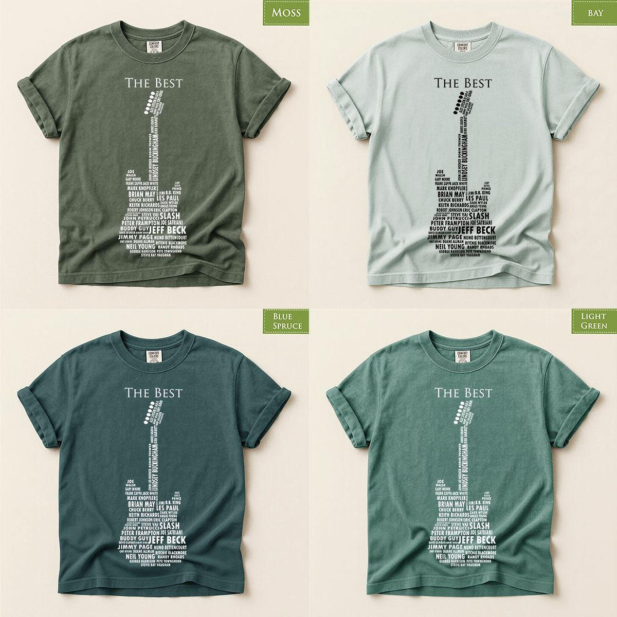 Guitar Player Shirt, Comfort Colors® Rock Legends Graphic Tee, Gift for Guitarist