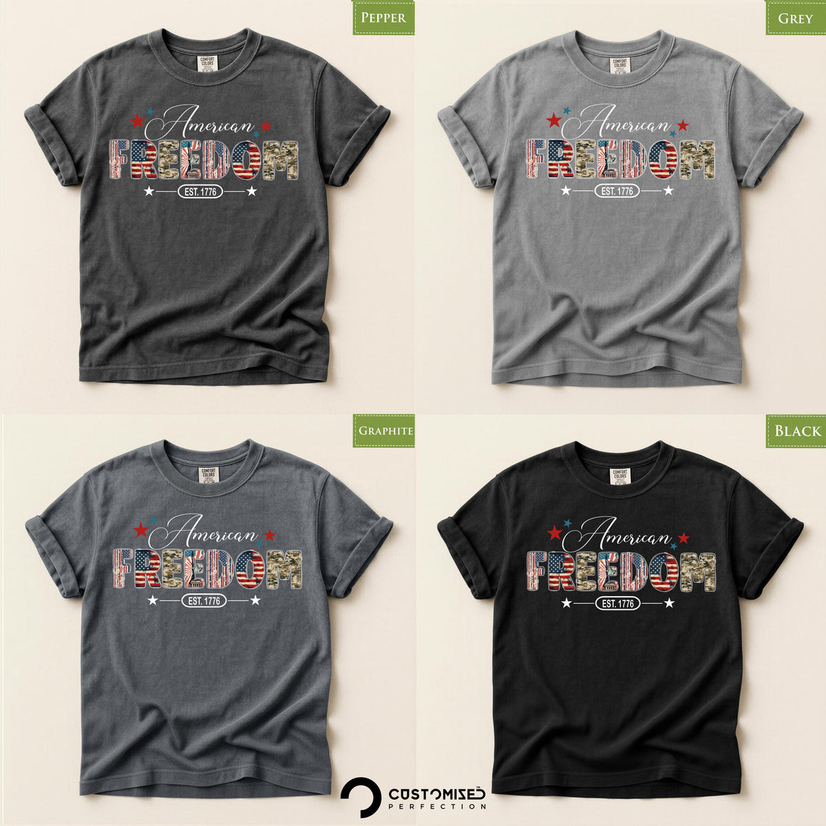 American Freedom T-Shirt, Comfort Colors® EST 1776 Patriotic USA Tee