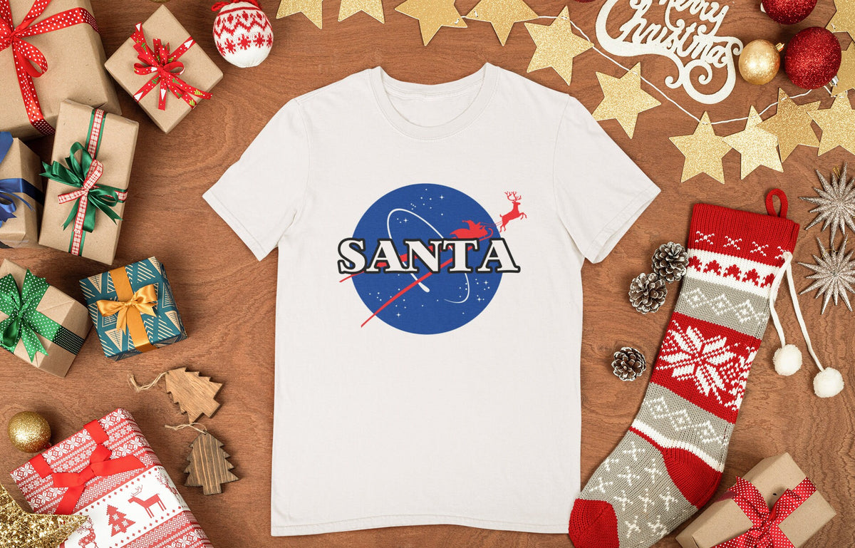 Funny Santa Space Shirt, Retro Christmas Family Tee