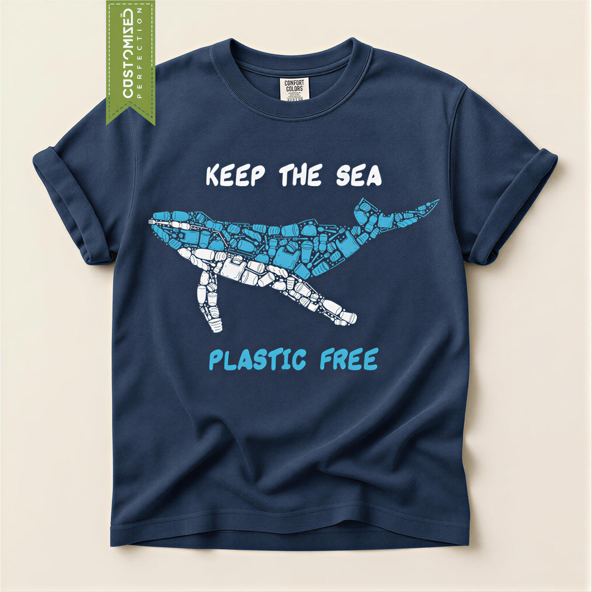Comfort Colors® Whale Mosaic T-Shirt: Marine Pollution Awareness Design Tee