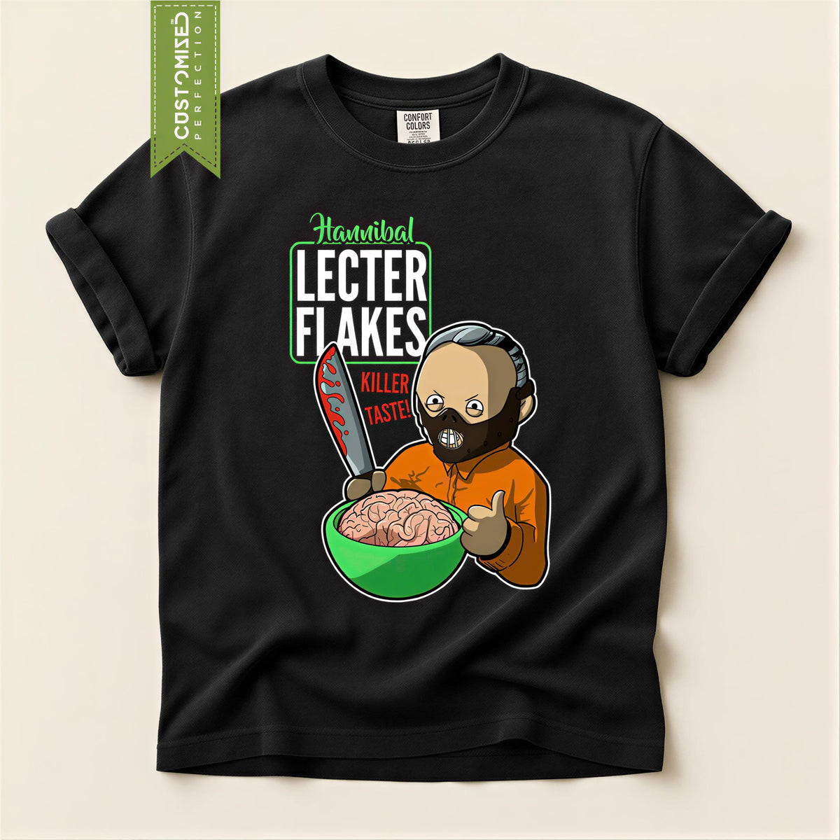 Comfort Colors® Hannibal Flakes T-Shirt, Halloween Funny Horror Parody Tee, Killer Scary Graphic Top