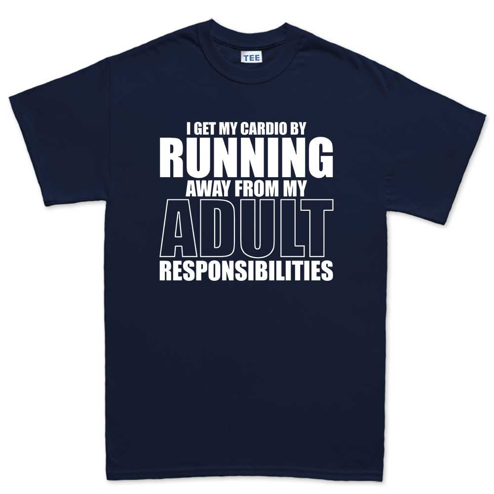 I Get My Cardio By Running - Fitness Funny T Shirts for Men - Comfortable Gifts - Crazy Gym Tees - Workout Apparel
