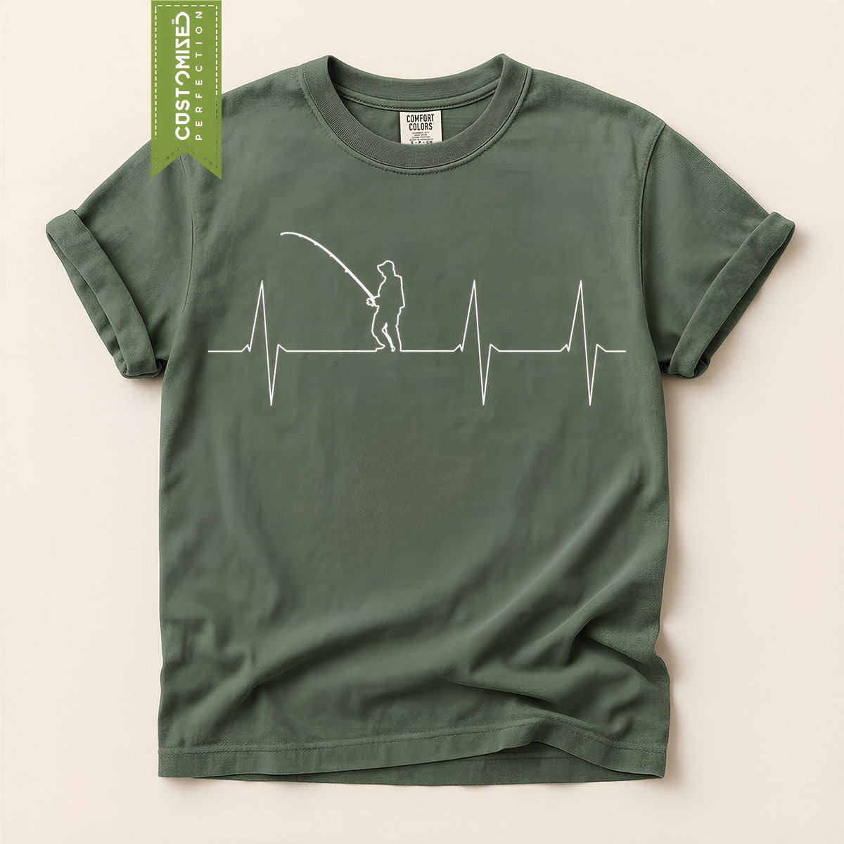 Comfort Colors® Fishing Heartbeat Shirt, Fisherman Bait Carp Bass Tee, Anglers Gift