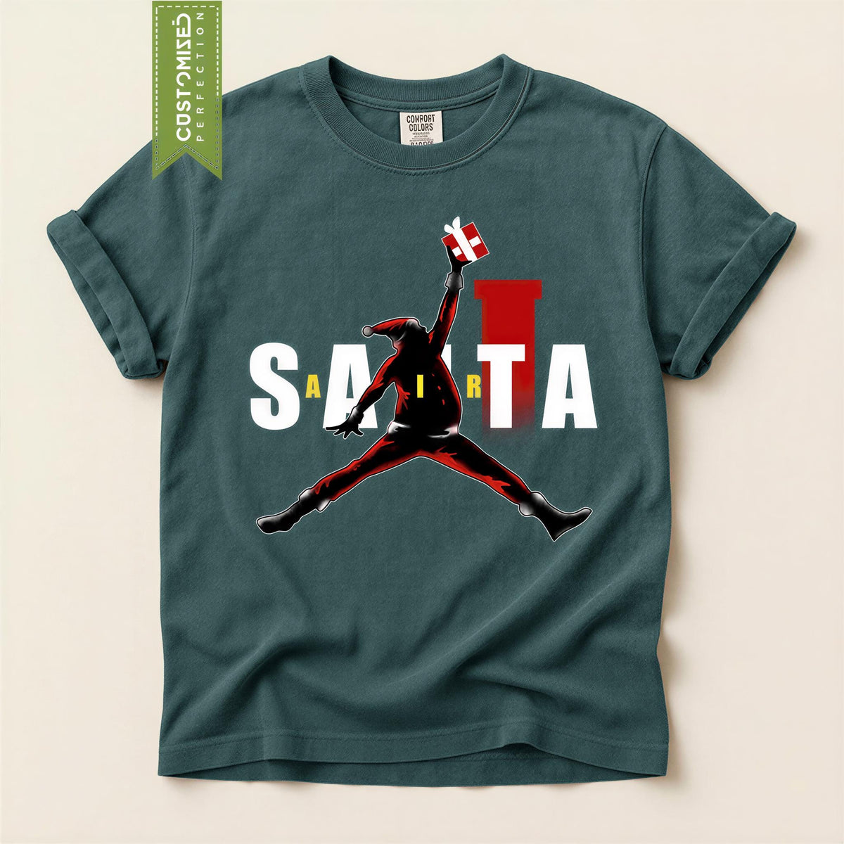 Air Santa Christmas Gift T-shirt, Black Santa, Basketball Christmas Shirt, Black Santa Shirt, Matching Christmas Shirt for Families