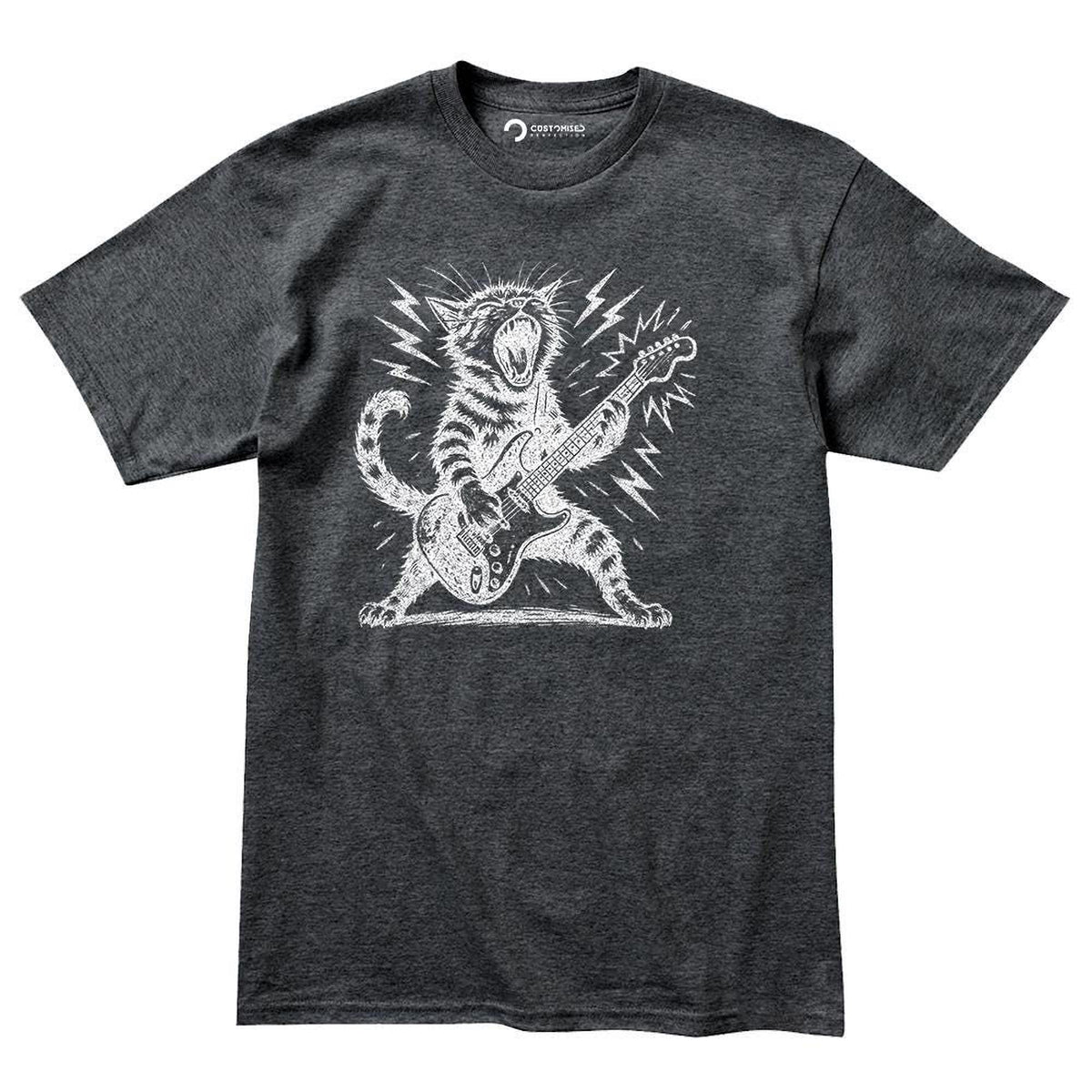 Rock and Roll Cat Guitar T-Shirt | Funny Feline Lover Tee
