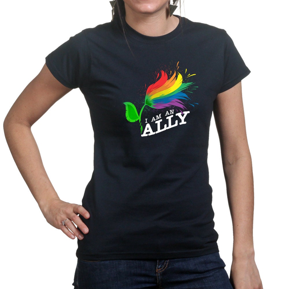 Ladies I Am An Ally Pride Gay Lesbian Bisexual LGBT Diversity T shirt Tee Top T-shirt