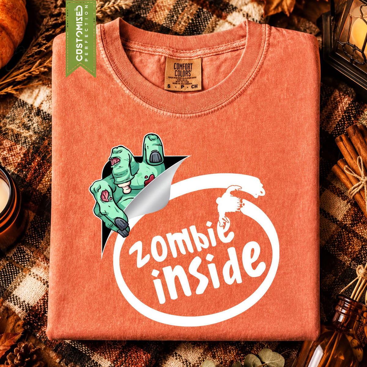Comfort Colors® Zombie Inside Tee, Halloween Costume T-shirt, Funny Trick or Treat Top