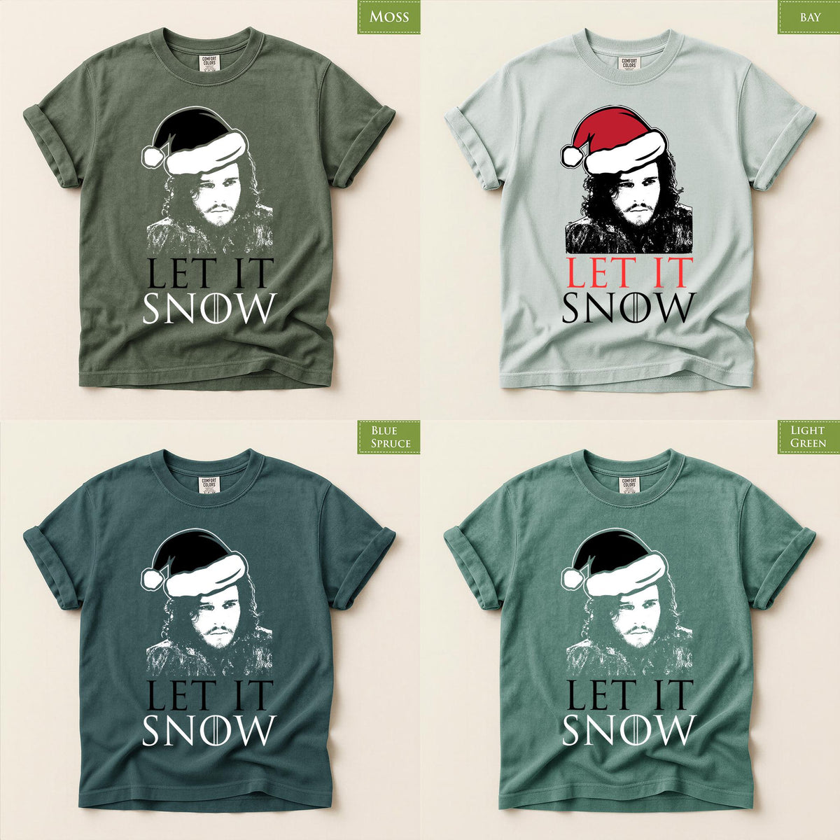 Comfort Colors® Let It Snow Shirt, Winter Fantasy Fan Tee, Santa Hat Holiday Shirt, Snowy Season Gift, Christmas Fandom Apparel